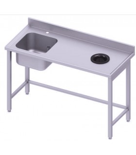 Table adossée avec cuve et trou vide-ordures, Stalgast