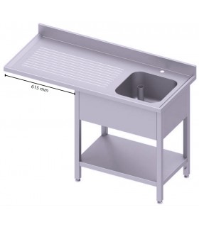 Table adossée avec cuve, avec passage pour réfrigérateur ou lave-vaiselle, Stalgast