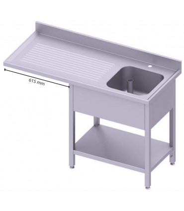 Table adossée avec cuve, avec passage pour réfrigérateur ou lave-vaiselle, Stalgast Table adossée avec cuve, avec passage pour réfrigérateur ou lave-vaiselle, Stalgast