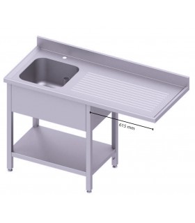 Table adossée avec cuve, avec passage pour réfrigérateur ou lave-vaiselle, Stalgast