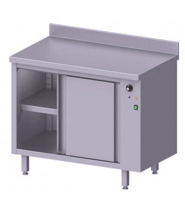 Table adossée avec placard chauffant avec portes coulissantes, Stalgast Table adossée avec placard chauffant avec portes coulissantes, Stalgast