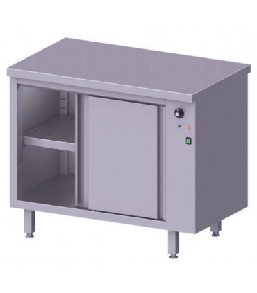 Table centrale avec placard chauffant avec portes coulissantes, Stalgast Table centrale avec placard chauffant avec portes coulissantes, Stalgast