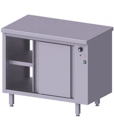 Table traversante avec placard chauffant avec portes coulissantes, Stalgast
