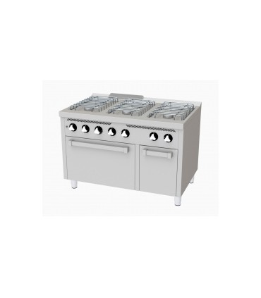 Fourneau "basic" 6 feux vifs série 600 avec four à gaz  CB6F600H HR